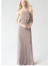 Spaghetti Straps Wisteria Chiffon Long Bridesmaid Dress
